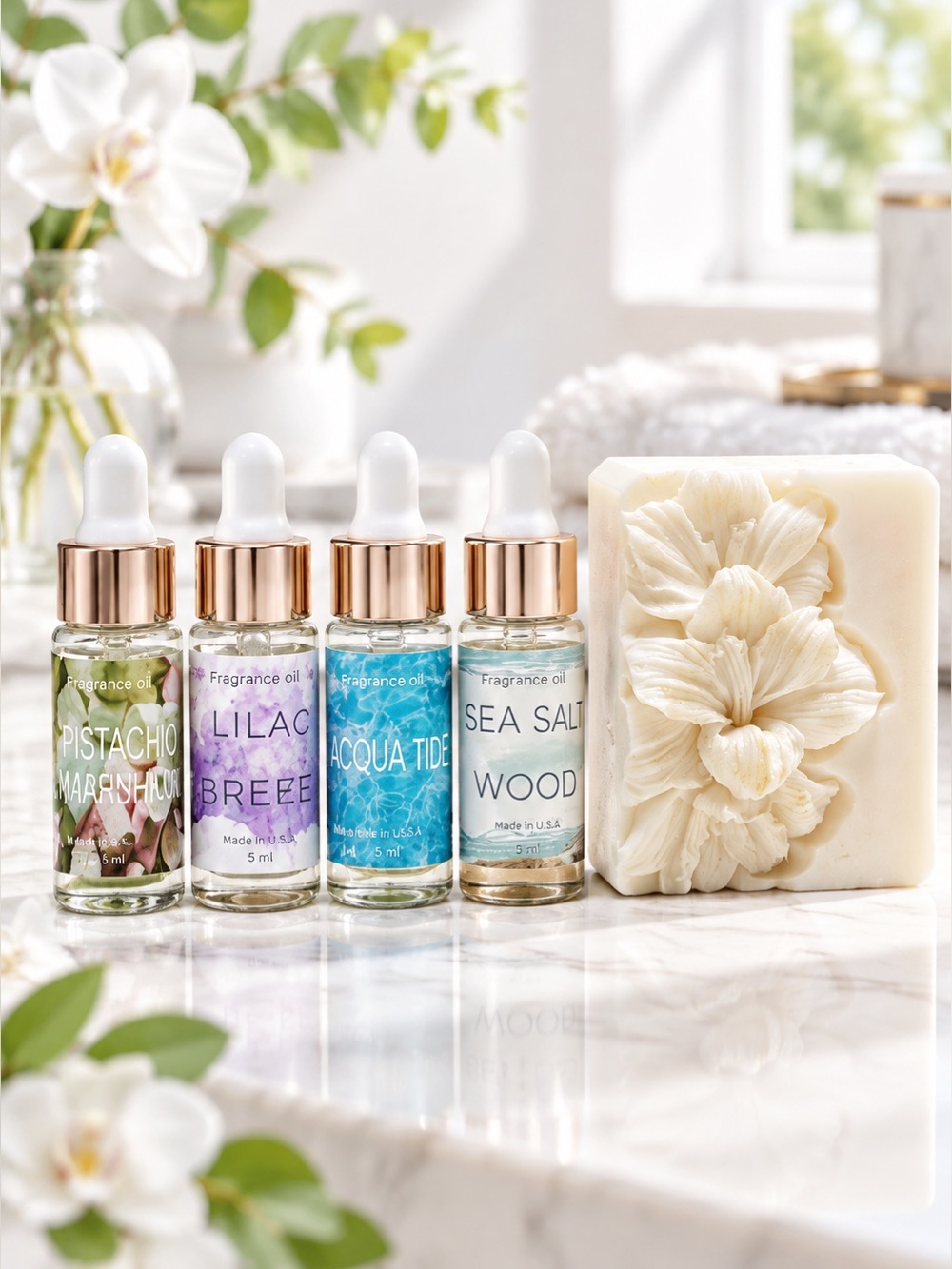 Floral Goat Milk Soap & Fragrance Oil Gift Set | Soap + 4 Scent in Eco Gift Box